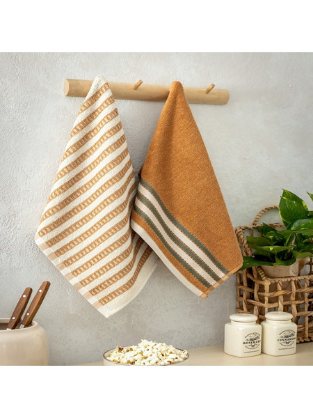 Πετσέτες Κουζίνας Fold (Σετ 2τμχ) Terracotta Nima 40x60cm 100% Βαμβάκι