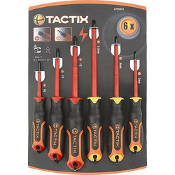 TACTIX 205601 Κατσαβίδια σε σετ 6 τεμαχίων με VDE μόνωση και αντιολισθητική λαβή