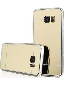 Samsung Galaxy S7 Edge - Ultra Thin Mirror Case Cover Case Transparent Flexible Soft Side TPU Back Cover Skin Case - Gold (OEM)