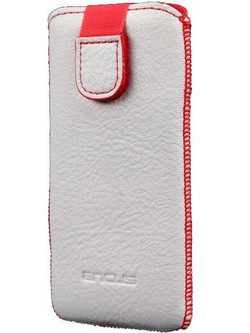 Θήκη Protect Ancus για Apple iPhone SE 5 5S 5C Nokia 105 TA-1174 και Huawei Y360 Old Leather Λευκή με Κόκκινη Ραφή