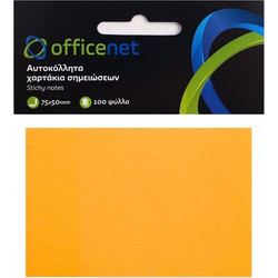 OFFICENET ΑΥΤΟΚΟΛΛΗΤΑ ΧΑΡΤΑΚΙΑ ΣΗΜΕΙΩΣΕΩΝ ΠΟΡΤΟΚΑΛΙ 75Χ50mm 100Φ