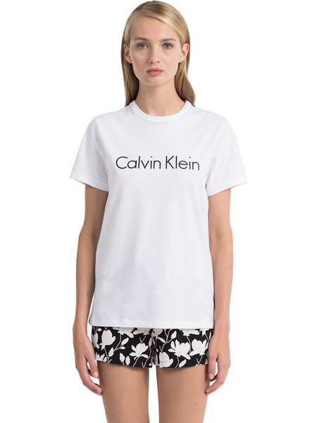 Calvin Klein Γυναικεία Μπλούζα Πιτζάμας Χειμωνιάτικη Βαμβακερή Λευκή QS6164E