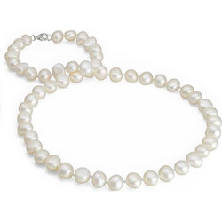 JT Unisex Κολιέ από Ασήμι με Μαργαριτάρια 8mm-9mm