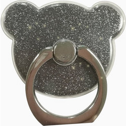 Teddy Bear Ring Stand Holder 360 Degree Rotation with Glitter - Ασημί