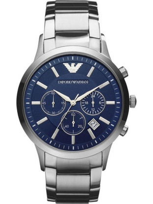 Emporio Armani Ανδρικό Ρολόι Χρονογράφος με Ασημί Μεταλλικό Μπρασελέ AR2448