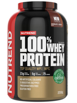 Nutrend 100% Whey Chocolate Cocoa Πρωτεΐνη Ορού Γάλακτος Γράμμωσης Χωρίς Γλουτένη 2.25kg
