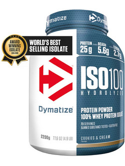 Dymatize ISO100 Hydrolyzed Cookies & Cream Πρωτεΐνη Ορού Γάλακτος Γράμμωσης Χωρίς Λακτόζη 2.2kg