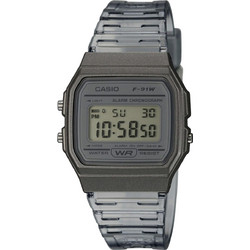 Casio Vintage Ψηφιακό Γυναικείο Ρολόι Χρονογράφος με Γκρι Καουτσούκ Λουράκι F-91WS-8EF