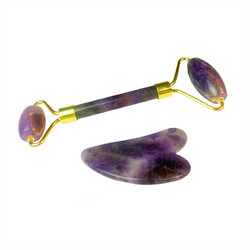 Jade Roller με Πέτρα Νεφρίτη + Gua Sha Violet