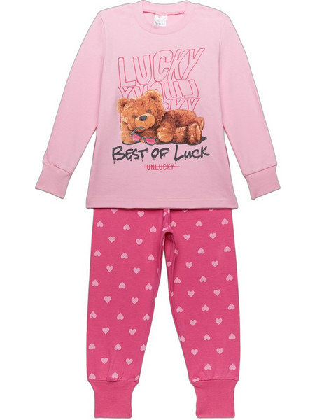 Pretty Baby Lucky Παιδική Πιτζάμα Βαμβακερή Χειμωνιάτικη Ροζ Φούξια 64876