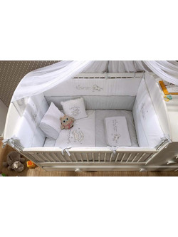 Cilek Baby Cotton Σετ Κούνιας White/Grey 5τμχ