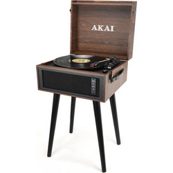 Akai ATT-101 Πικάπ Βαλιτσάκι με Ηχεία & Προενίσχυση Bluetooth & USB Brown