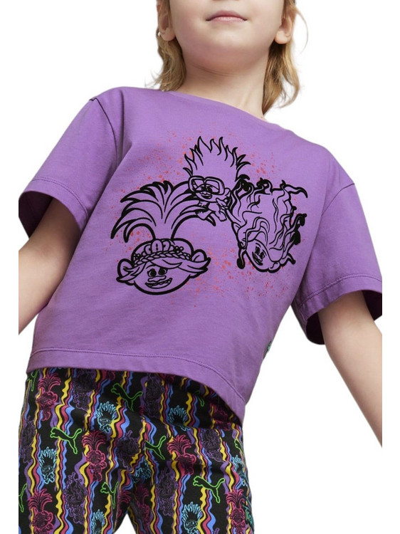 Puma Trolls Graphic Παιδικό T-Shirt Κοντομάνικο Μωβ 624854-50