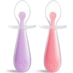 Munchkin Gentle Spoons Σετ Βρεφικά Κουτάλια Σιλικόνης 6m+ Ροζ Λιλά 2τμχ