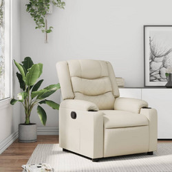 vidaXL Πολυθρόνα με Υποπόδιο Ανακλινόμενη Δερματίνη Μπεζ 374120