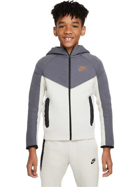 Nike Παιδική Ζακέτα Φούτερ με Κουκούλα και Φερμουάρ Λευκή Γκρι FD3285-021
