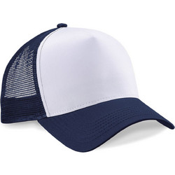 Beechfield Καπέλο Jockey με Δίχτυ Snapback Υφασμάτινο Λευκό Navy Μπλε B640