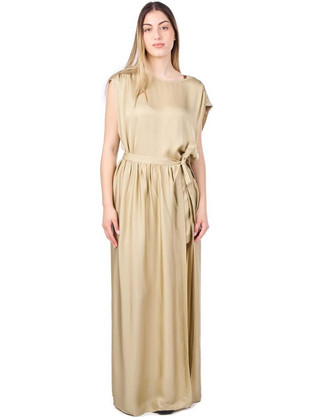 Collectiva Noir Maxi Καλοκαιρινό Φόρεμα για Γάμο / Βάπτιση Σατέν Μπεζ CNA14WA24SA 647297