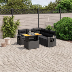 vidaXL Σετ Σαλόνι Κήπου Rattan 6τμχ Μαύρο 3271748