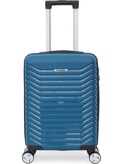 Amber AM1008 Βαλίτσα Καμπίνας 55x35x20cm με 4 Ρόδες Μπλε