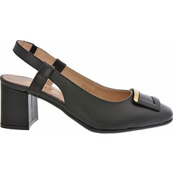 Ragazza Γόβες Slingback Δερμάτινες με Χοντρό Χαμηλό Τακούνι Μαύρες 058