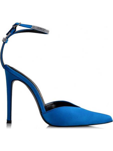 Envie Shoes Γόβες με Τακούνι Στιλέτο Λουράκι & Στρας Royal Blue E02-16070-38