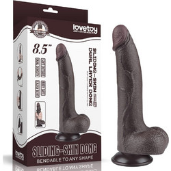Lovetoy Sliding-Skin 8.5" Dual Layer Dong I Ρεαλιστικό Dildo με Βεντούζα & Όρχεις 22cm Μαύρο