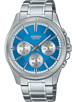 Casio Ανδρικό Ρολόι Χρονογράφος με Ασημί Μεταλλικό Μπρασελέ MTP-1375PD-2A2VEF