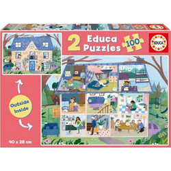 Παιδικό Puzzle Educa Inside & Outside House 2x100 Κομμάτια