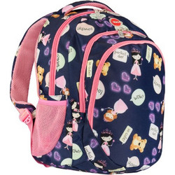 Lyc Sac Candy Σχολική Τσάντα Πλάτης Δημοτικού Navy Μπλε Ροζ 0000565