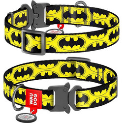 Waudog Batman Logo Metal Κολάρο Σκύλου Κίτρινο 1.5x23-35cm