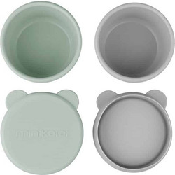 Minikoioi Mini Bites Μπολ Σιλικόνης με Καπάκι Green/Grey 2τμχ