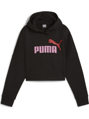 Puma ESS Logo Παιδικό Φούτερ με Κουκούλα Μαύρο Ροζ 671134-01