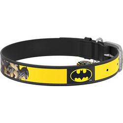Waudog Batman 2 Δερμάτινο Κολάρο Σκύλου Μαύρο Κίτρινο 3.5x46-59cm