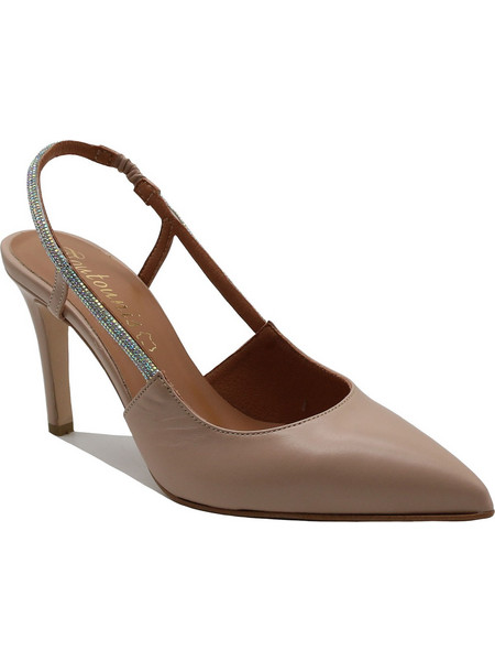 Toutounis Γόβες Slingback Δερμάτινες με Τακούνι Στιλέτο με Στρας Μπεζ 51605