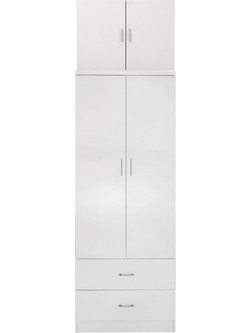 HomeMarkt Δίφυλλη Ντουλάπα Ρούχων Reina με Πατάρι Λευκή 80x42x241cm HM21061.05