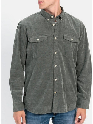 Camel Active Button Down Ανδρικό Πουκάμισο Βαμβακερό Μακρυμάνικο Κανονική Γραμμή Overshirt Χακί C242-409141-4S41-91