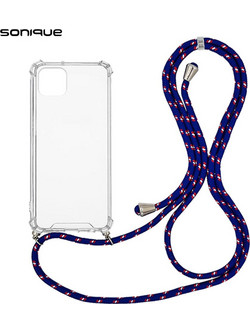 Sonique Strap Back Cover Transparent / Rainbow Blue (iPhone 11)