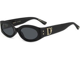 Dsquared2 D20150GS 807IR Γυναικεία Γυαλιά Ηλίου Ορθογώνια Κοκάλινα Μαύρα με Μαύρο Φακό