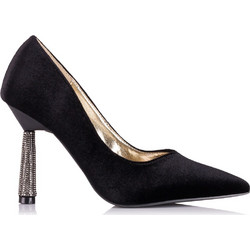 Menbur Γόβες Suede με Λεπτό Ψηλό Τακούνι & Στρας Μαύρες 25687