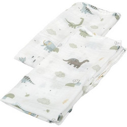 BimbiDreams T-Rex Πάνες Αγκαλιάς από Μουσελίνα Λευκές 60x60cm 2τμχ