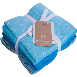 BimbiDreams Bimbipirulos Stripes Πάνες Αγκαλιάς από Μουσελίνα Μπλε 80x70cm 3τμχ