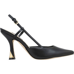 Nine West Vassa Γόβες Slingback Δερμάτινες με Λεπτό Ψηλό Τακούνι Μαύρες