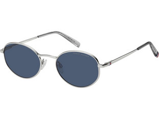 Tommy Hilfiger TH2219S 010KU Ανδρικά Γυαλιά Ηλίου Στρογγυλά Μεταλλικά Ασημί με Μαύρο Φακό