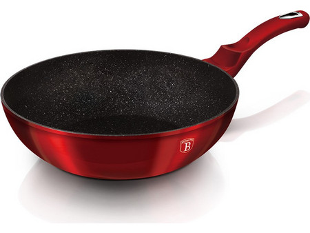 Berlinger Haus etallic Line Burgundy Wok Αλουμινίου Αντικολλητικό Μαρμάρινη Επίστρωση 30cm BH-6166