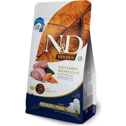 Farmina N&D Brown Grain Free Soft & Shiny Coat Max & Medium Puppy with Lamb, Spirulina & Carrot 2kg