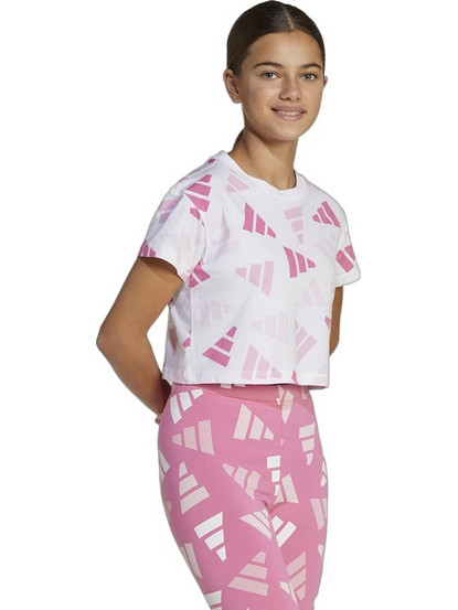 Adidas Παιδικό T-Shirt Κοντομάνικο Λευκό Ροζ JC7710