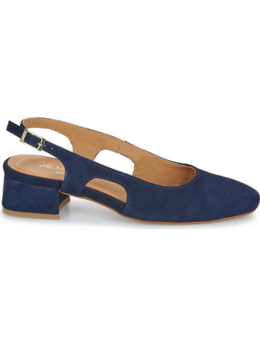 JB Martin Vicola Γόβες Suede Slingback με Χοντρό Χαμηλό Τακούνι Navy Μπλε AJJ746-62-P