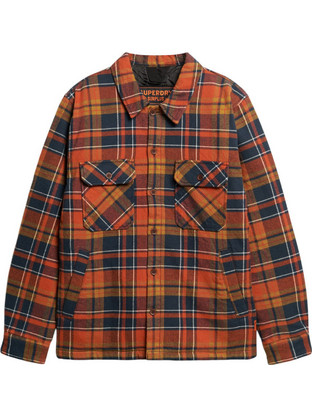 Superdry D3 Ovin Surplus Ανδρικό Πουκάμισο Βαμβακερό Καρό Μακρυμάνικο Κανονική Γραμμή Overshirt Rusted M4010902A-CYJ