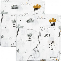 BimbiDreams Jungle Πάνες Αγκαλιάς από Μουσελίνα Λευκές 120x120cm 2τμχ